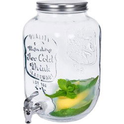 Alessandro Drankdispenser Sol met kraantje - 8L - glas - 31,5 cm - tap - Drankdispensers