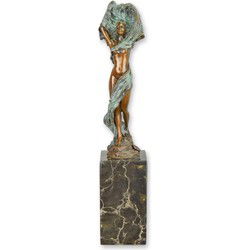 A BRONZE SCULPTURE OF A SCARF DANCER
