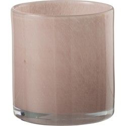 Theelichthouder | glas | roze | 12x12x (h)12 cm