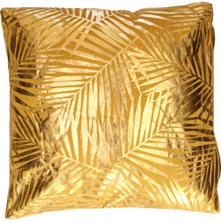 Atmosphera Bank/sier kussens - voor binnen palmen print - Oker goud - 40 x 40 x 11 cm - Sierkussens