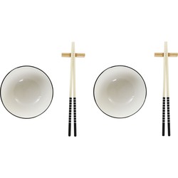 6-delige sushi serveer set aardewerk voor 2 personen wit - Bordjes