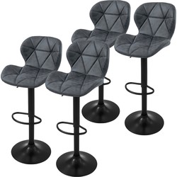 Set van 2 barkrukken 2x antraciet kunstlederen bekleding met rugleuning en voetensteun in hoogte verstelbaar 59-79cm ML-Design