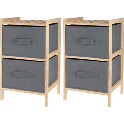 Badkamerkastje/opbergkastje - 2x stuks - 2-laags - 28 x 25 x 46 cm - hout - Badkamerkastjes