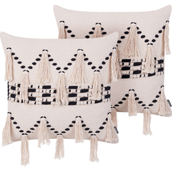 Beliani THONDI - Sierkussen-Beige-Katoen