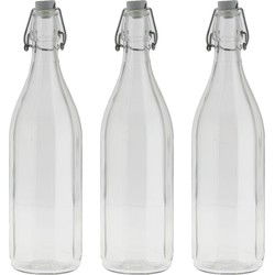 Bormioli rocco waterfles beugeldop - 4x - helder transparant - 1000 ml - Weckpotten