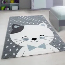 Kids Kinderkamer Kat Blauw vloerkleed - - 120 X 170 CM