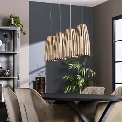 Hanglamp Hout - 4-Lichts - 20x135x150cm - Lamp Launch