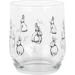 Clayre & Eef Waterglas 300 ml Transparant Glas Konijnen Drinkbeker