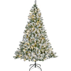 Kerst kunstboom Imperial Pine met sneeuw en lampjes 210 cm - Kunstkerstboom