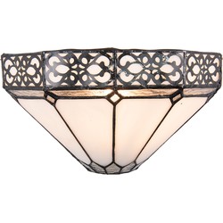 LumiLamp Wandlamp Tiffany  30x15x16 cm  Wit Bruin Metaal Glas Driehoek Muurlamp