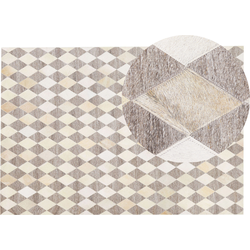 Beliani SESLICE - Patchwork-Beige-Jacquard, Koeienhuid leer