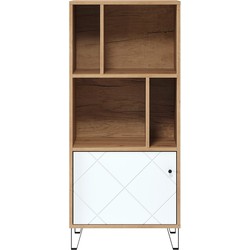 Bibliotheek 1 deur en 4 nissen mat wit H136 cm - Touch