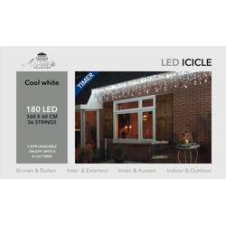 IJspegelverlichting lichtsnoer met 180 lampjes helder wit 360 x 60 cm - Lichtsnoeren