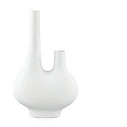 PTMD Hann White polyresin vase two holes wide