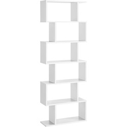 Witte boekenkast met 6 niveaus - L70 x H190,5 cm
