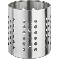 Ronde keukengerei houder zilver - 13,5 cm - RVS - Keukenhulphouders
