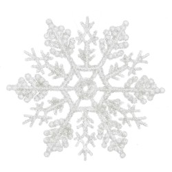 2 stuks - Sneeuwvlok plastic glitter 10 cm wit 12st - Decoris