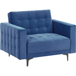 Beliani ABERDEEN - Fauteuil-Blauw-Fluweel