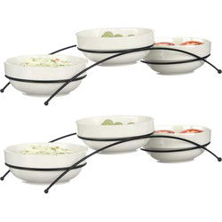 Vessia saus/snacks kommetjes/schaaltjes in standaard - wit - keramiek - set 6x stuks - D12 x 5 cm - Serveerschalen