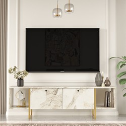 TV Meubel Hespera Wit Goud Melamine 160x47,6x40 cm