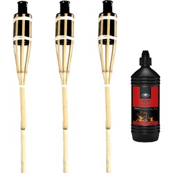 Tuinfakkels 6x stuks 60 cm van bamboe inclusief 1 liter lampenolie/fakkelolie - Fakkels