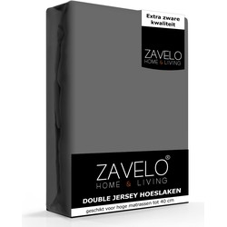 Zavelo Double Jersey Hoeslaken Antraciet-Lits-jumeaux (160x200 cm)