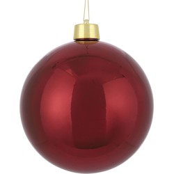 1x Grote kunststof decoratie kerstbal donkerrood 25 cm - Kerstbal