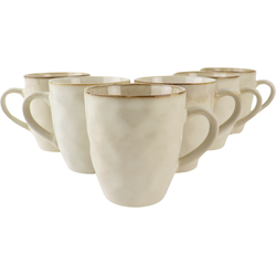 OTIX Theemokken - Koffiekopjes met oor - set van 6 - Beige - Keramiek - MAPLE
