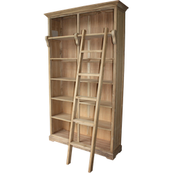 HSM Collection-Boekenkast Met Trap-136x40x235-Naturel-Teak