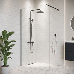 Badplaats Douchewand Florida 120 x 200 cm - Zwart – Inloopdouche 8 mm Veiligheidsglas