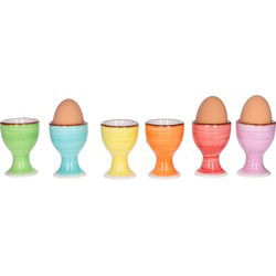 Bellatio Design Eierdopjes Bright Colour - set van 6 - kleuren - 7x5cm - Eierdopjes