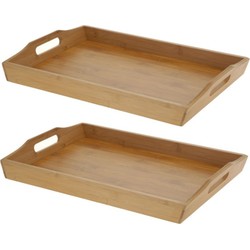 Set van 2x stuks bamboehouten dienbladen/serveerbladen 43 cm - Dienbladen