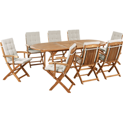 Beliani MAUI PREMIUM - Tuintafelset-Lichte houtkleur-Acaciahout