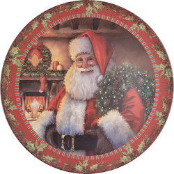 Clayre & Eef Onderbord Rood Kunststof Kerstman