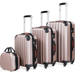Reiskoffers Roze 4-delig ABS met gratis accessoires