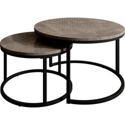 Meubella - Salontafel Rica - Zwart marmerlook - Set van 2