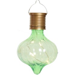 Lumineo solar hanglamp bol/lampion - Marrakech - pistachegroen - kunststof - D8 x H12 cm - Buitenverlichting