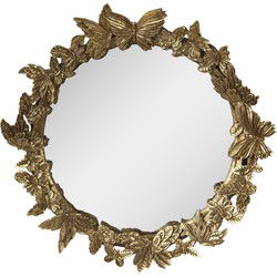 Clayre & Eef Spiegel  Ø 34 cm Goudkleurig Kunststof Rond Grote Spiegel