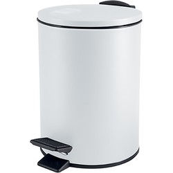 Spirella Pedaalemmer Cannes - wit - 3 liter - metaal - L17 x H25 cm - soft-close - toilet/badkamer - Pedaalemmers