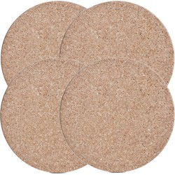 4x Kurken ronde onderzetters voor pannen/schalen 17 x 1 cm - Panonderzetters