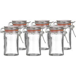 Urban Living Voorraadpotje/kruidenpotje - 6x - mini - 70 ml - glas - met beugelsluiting - Voorraadpot