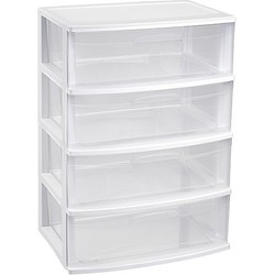 Witte/transparante ladekast/organiser 40 x 56 x 80 cm - Ladeblok