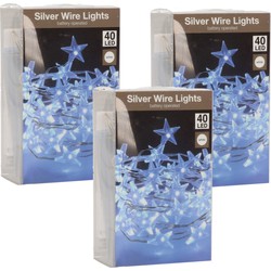 Lichtslingers/lichtsnoeren met sterren - 3 stuks - helder wit - 200 cm - Lichtsnoeren