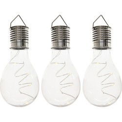 Lumineo solar hanglamp bol/peertje - 3x - transparant - 14 cm - Buitenverlichting