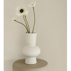 Indore Home - Vaas Ann - Medium - Bloemenvazen - Woonkamer decoratie - Wit - 21cm - Bol Vaas