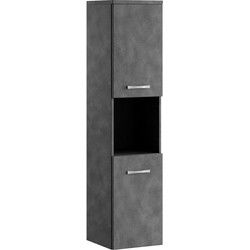 Badplaats Badkamerkast Montreal 30 x 30 x 131 cm - Donker grijs - Hangende Kolomkast met 2 Deuren