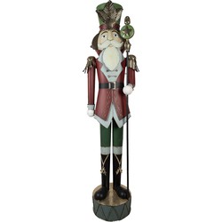 Clayre & Eef Beeld Notenkraker 202 cm Rood Metaal Kerstdecoratie