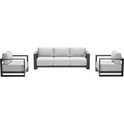 Garden Impressions Malakka loungeset 3 - delig carbon black/valley sand/light teaklook