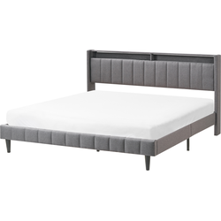 BEAULIEU - Tweepersoonsbed met opbergruimte - Donkergrijs - 180 x 200 cm - Stof