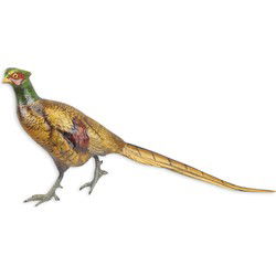 A BRONZE SCULPTURE OF A PHEASANT